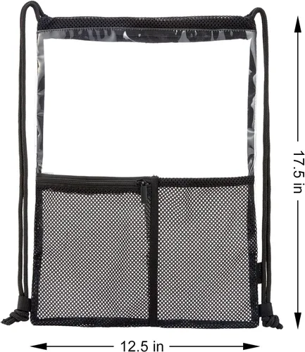Miniatura 2 de Clear Drawstring Backpack - Stadium Approved String Cinch Bag for Gym, Concerts, Clear Bag with Adjustable Straps Transparent