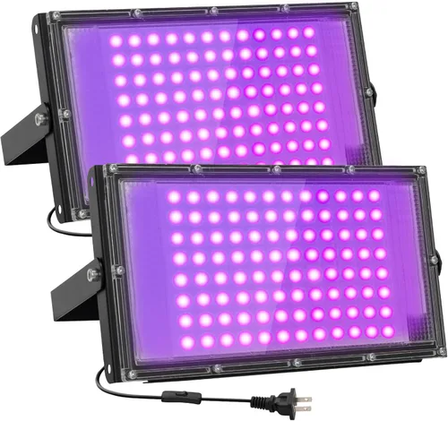 Luces LED negras de 100 W para fiesta brillante, IP65, impermeable, UV, luz negra, reflector de luz negra de 395 nm, luz negra, luces de inundación,