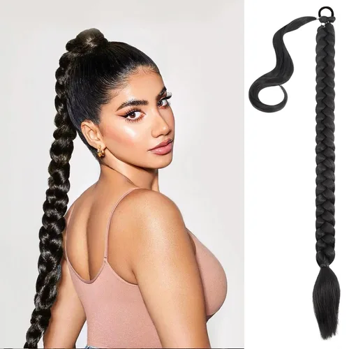 Miniatura 26 de Mebeli Extensiones de cola de caballo trenzadas, extensiones trenzadas, extensiones de cola de caballo largas trenzadas, extensiones de cola de #2