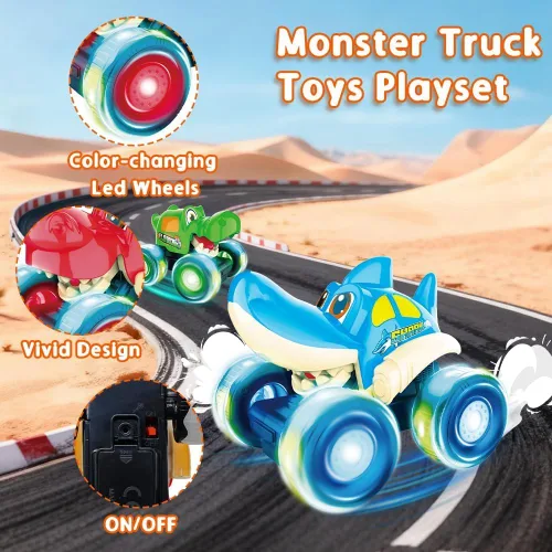 Miniatura 3 de Juguetes de Camiones Monstruo, Camiones Monstruo con Luces para Niños de 4-7 años, Coches de Juguete para Niños Pequeños de 1-3 años con Camión