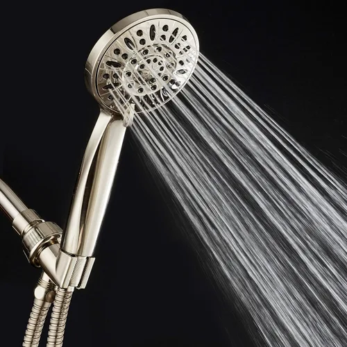 Miniatura 4 de AquaDance Ducha de mano de alta presión de 6 ajustes de níquel cepillado completo de 4 pulgadas con manguera, la mejor experiencia de ducha probada