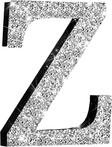 Miniatura 42 de Qunclay Letras brillantes de cristal plateado de 5.7 pulgadas, decoración de diamantes triturados, letra de madera con purpurina con tornillo