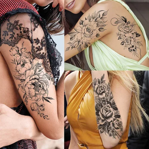 Miniatura 2 de VANTATY - Tatuajes temporales, diseño de flor 009
