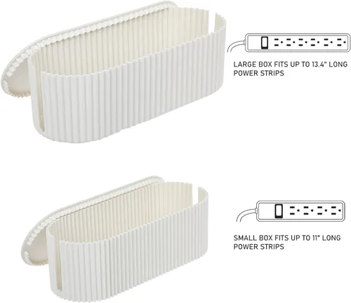 Miniatura 3 de FABROK Paquete de 2 cajas de gestión de cables, caja organizadora de cables con 20 bridas de cable, almacenamiento de tira de alimentación