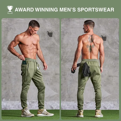 Miniatura 4 de Born Tough Pantalones deportivos de entrenamiento ajustados para hombre, para fisicoculturismo, gimnasio, pantalones deportivos con bolsillos