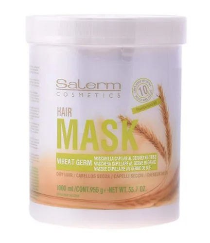 Salerm Mascarilla capilar de germen de trigo para cabello seco y dañado con provitamina B5 - Tratamiento reparador intensivo y nutritivo, 32.8 onzas