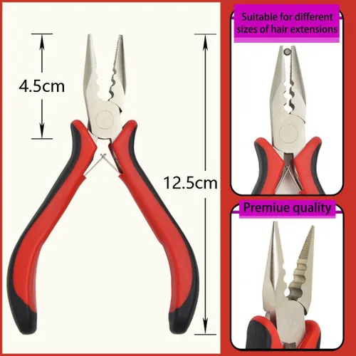 Miniatura 2 de Alicates para extensiones de cabello, 3 agujeros, herramienta de extracción de mini abridor para extensiones de cabello micro nano anillo Rojo 3