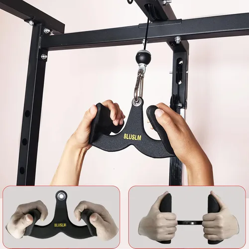 Miniatura 6 de BLUSLM LAT Pull Down Bar for Cable Machine, LAT Pulldown Attachments T-bar V-bar Cable Attachment for Gym, Back Tricep Strength Training Handle