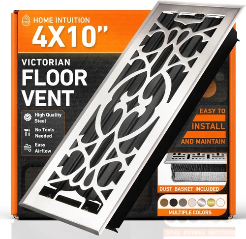 Cubiertas de Ventilación de Piso 4X10 Registro de Piso con Cubierta de Malla Trampa, Calor y Aire, Ventilación de Piso Metálica Transitable para