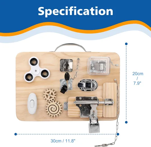Miniatura 7 de Pithfor Tabla Ocupada de Madera Montessori para Niños de 1, 2, 3, 4 Años, Juguetes Sensoriales para Bebés y Niños Pequeños, para Habilidades Motoras