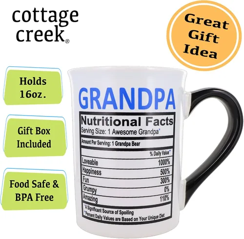Miniatura 3 de Cottage Creek Taza para abuelo, taza de café de cerámica de 16 onzas con datos nutricionales para abuelos, regalos para hombres, papá, papaw, papaw