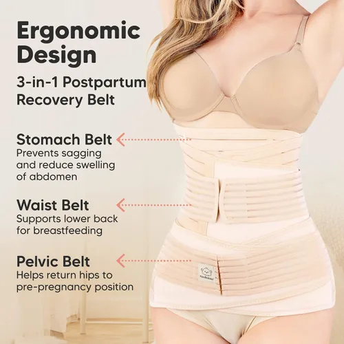 Miniatura 2 de 3 en 1 Soporte Posparto para el Abdomen. Banda para el vientre para etapa posnatal, embarazo, maternidad, fajas moldeadoras de cuerpo para mujeres