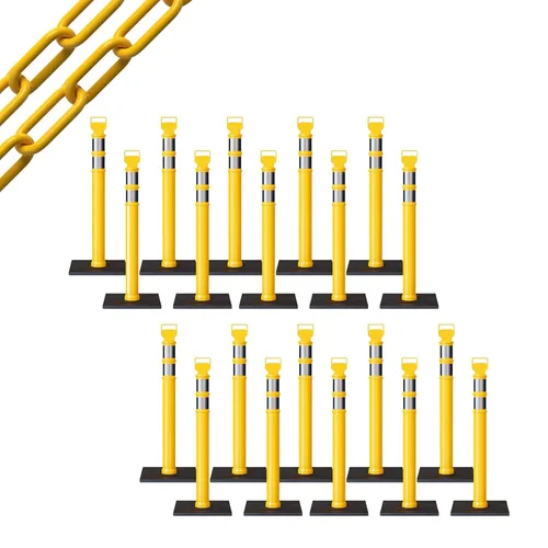 Miniatura 24 de Trafford Industrial - Juego de 20 postes de delineador de 45 pulgadas, collares reflectantes de 3 pulgadas, base de goma de 10 libras