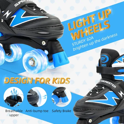 Miniatura 6 de SUPER YOUNGSTER Patines ajustables para niños, patines para niños de 5 a 8 años, patines para niñas de 8 a 12 años con ruedas iluminadas, patines