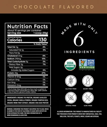 Miniatura 2 de Truvani - Proteína en polvo de guisantes vegana Banana Canela 20 g de proteína vegetal orgánica 10 porciones Keto Sin gluten ni lácteos