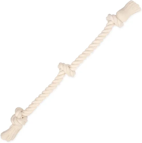 Flossy Chews - Tirón de cuerda de 3 nudos, 100% algodón, color blanco, XL, 36 pulgadas