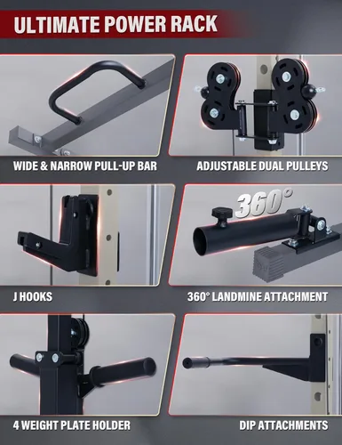 Miniatura 5 de MAJOR FITNESS Drone3 Smith Machine, 2500 libras todo en uno para gimnasio en casa con sistema de polea doble para cable cruzado, barras de dominadas
