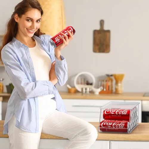 Miniatura 6 de Sorbus Organizador de latas para refrigerador y despensa, dispensador de 3 tamaños para latas estándar y delgadas y botellas de agua