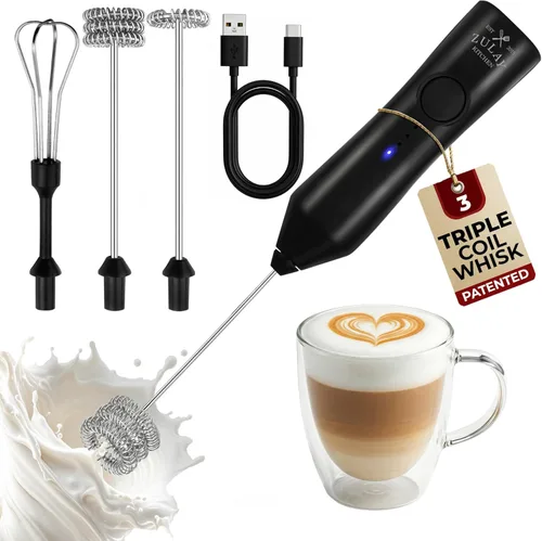 Miniatura 64 de Zulay Kitchen Espumador de leche de mano con pilas Duracell AA – Mezclador eléctrico ultrarrápido y creador de espuma, mezclador de bebidas fácil