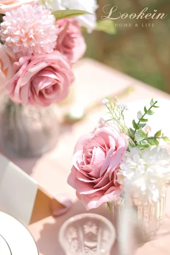 Miniatura 4 de Lookein Flores Artificiales para Decoración de Boda DIY, Ramo de Novia, Centros de Mesa, Guirnalda de Flores, Coronas, Arco de Pasillo, Decoración