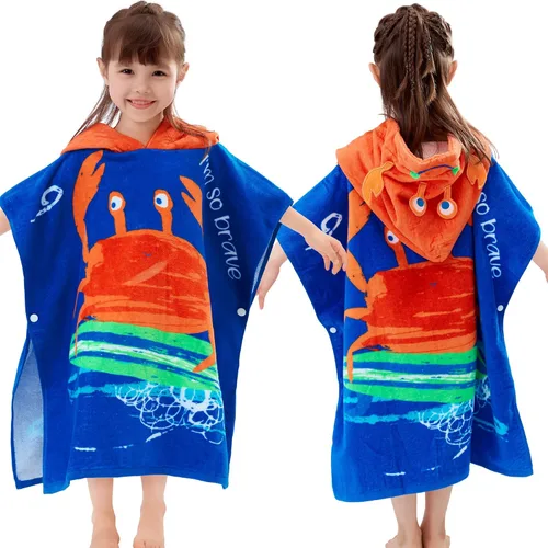 VOOVA & MOVAS Toallas tipo poncho para niños pequeños (2-6 años, 24 x 48 pulgadas), 100% algodón, suave, absorbente, con capucha, perfectas para