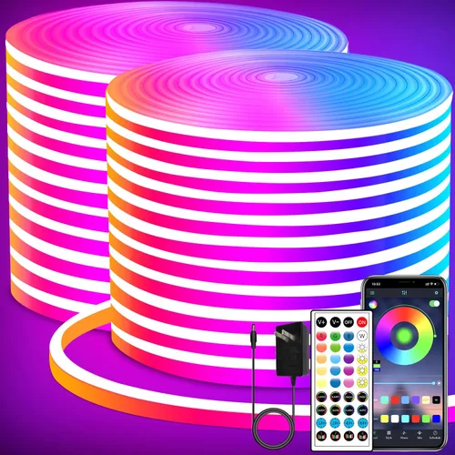 Miniatura 7 de segrass Cuerda de luz de neón de 16.4 pies, cuerda de luces LED flexible con control por aplicación/control remoto, luces de cuerda de múltiples