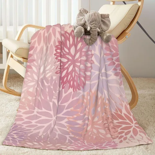 Miniatura 14 de Perinsto Manta floral de crisantemo rojo y rosa, ultra suave y cálida para todas las estaciones, manta decorativa de vellón para cama, silla