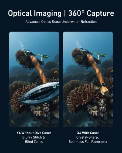 Miniatura 4 de TELESIN Insta 360 X4 - Funda de buceo invisible, 164.0 ft/164 pies, impermeable, carcasa protectora para buceo subacuático, carcasa para Insta 360