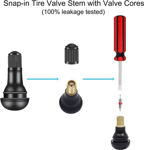 Miniatura 5 de Kit de extracción e instalador de herramientas de vástago de válvula de neumático, 4 piezas TR412, 4 piezas TR413, 4 piezas TR414 vástago de válvula