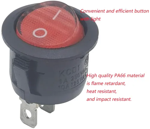 Miniatura 7 de 3pin 2position KCD1-105 0.787 in Diámetro Redondo Rojo RockerSwitches Cintas de correr, cafetera, cortacésped, soplador de nieve, chimeneas