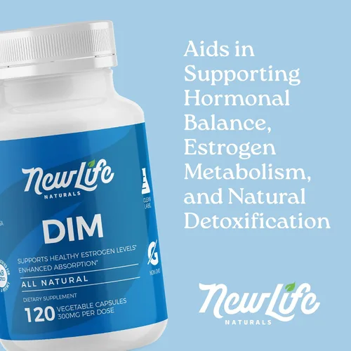 Miniatura 6 de NewLife Naturals Suplemento DIM de 300 mg, mujeres y hombres, acné hormonal y equilibrio, estrógeno, apoyo para la menopausia - Suministro para 120