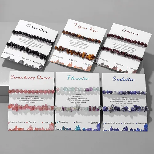 Miniatura 42 de Pulseras de cristal curativo para mujer, 2 pulseras de piedra natural de 0.236 pulgadas, pulseras elásticas de cuentas de cristal hechas a mano