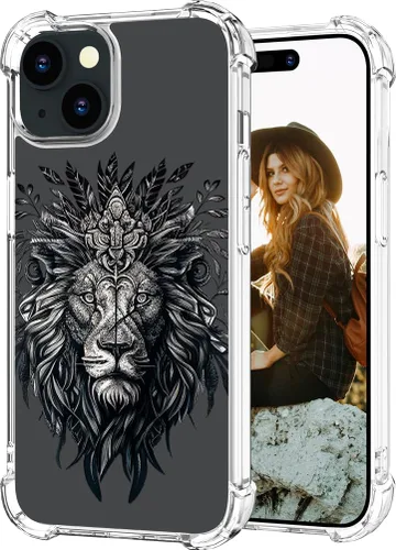 Miniatura 11 de Hungo Funda compatible con iPhone 15 Plus para mujer, diseño floral transparente, lindo, flor azul rosa Rosas Azules