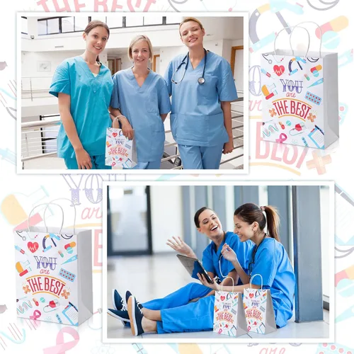 Miniatura 5 de Zonon 24 bolsas de regalo para enfermeras grandes a granel, bolsas de agradecimiento para enfermeras de 10.6 x 8.3 x 4.3 pulgadas para RN CNA LPN