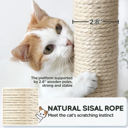 Miniatura 7 de Topeakmart Árbol para gatos de 63 pulgadas, mueble grande de torre para gatos con condominio para gatos, plataforma acolchada y poste rascador