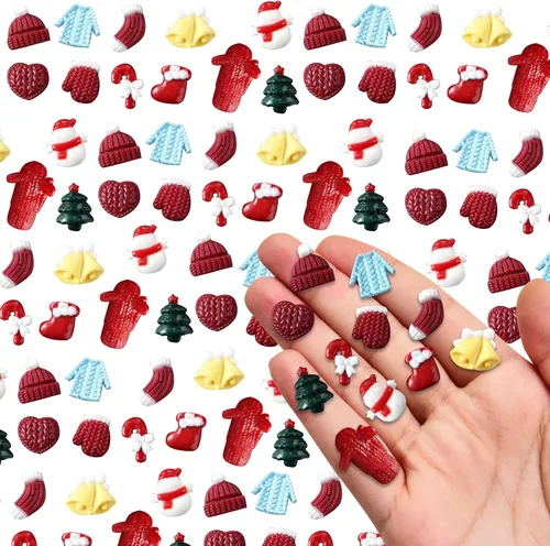 Miniatura 3 de 2 piezas de moldes de silicona de resina para pequeñas cositas navideñas, lindos micro muñeco de nieve, árbol de Navidad, campana, sombrero, moldes