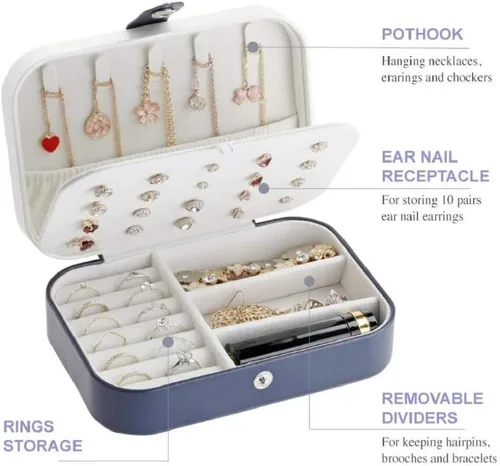Miniatura 3 de Joyero de viaje para mujeres y niñas, regalo de doble capa, organizador de joyas pequeño, almacenamiento para aretes, anillos, collares, pulseras