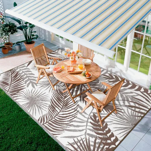 Miniatura 15 de Alfombras para Exteriores 9'x12' para Patios, Alfombra de Paja de Plástico Reversible para Exteriores en Claro, Alfombra de Exterior Grande para RV