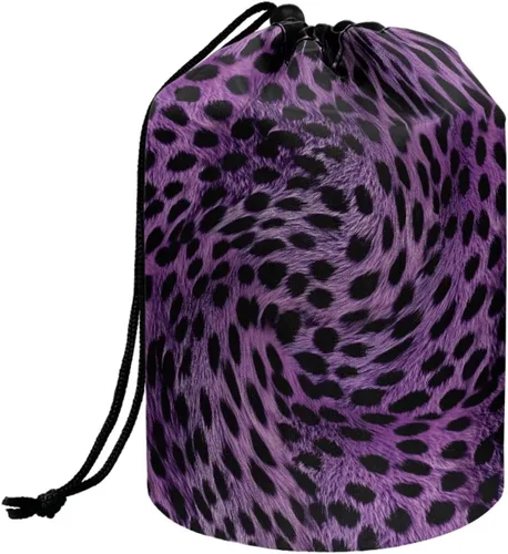 Miniatura 44 de Poceacles Bolsa de maquillaje con cordón, estuche portátil para cosméticos, bolsa de aseo de viaje, organizador de barril, bolsa de almacenamiento