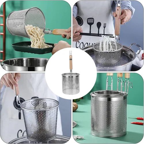 Miniatura 8 de Colador de mango de cuchara de filtro de acero inoxidable, práctico colador de utensilios de cocina, colador de fideos, herramienta de cocina