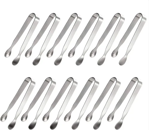 Miniatura 8 de Pinzas de hielo para cubos de azúcar, pinzas pequeñas de acero inoxidable para servir aperitivos, pinzas de cocina pequeñas para fiestas de té
