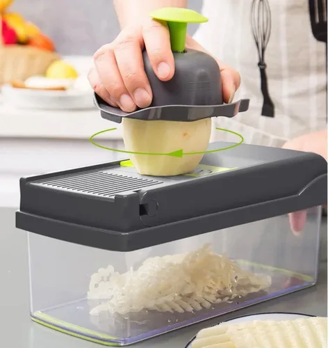 Miniatura 6 de Picador de verduras todo en 1, picador de cebolla, rebanador de mandolina y rallador de queso y cortador de verduras