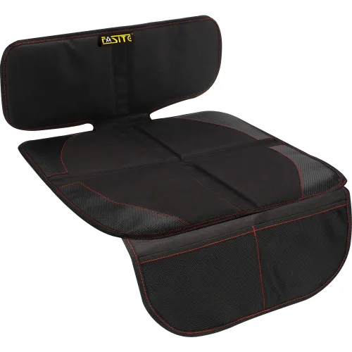 Protector de asiento de coche para asientos de automóvil para bebés y niños, antideslizante, impermeable, con bolsillos de malla 2-Negro
