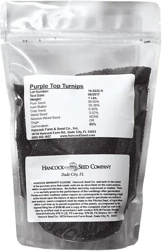 Miniatura 4 de Hancock Seed Co. - Semillas de nabo con forma de globo blanco con parte superior morada, 5 libras.