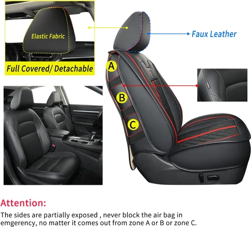 Miniatura 3 de LUCKYMAN CLUB Fundas de asiento para Altima, compatibles con Altima S SR SV SL Platinum Sedan 2013-2025 con piel sintética impermeable (Negro y Rojo)