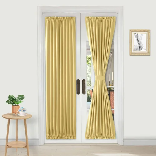 Miniatura 105 de DWCN Cortinas para puerta francesa: cortina térmica con bolsillo para barra para puertas con ventana de vidrio, puertas de cocina y patio