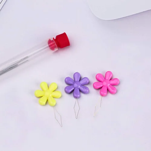 Miniatura 5 de 6 Piezas de Agujas de Ojo Grande para Cuentas, 2 Tamaños de Agujas de Ojo Plegable para Cuentas con Frasco de Agujas, Enhebrador para Hacer Joyas