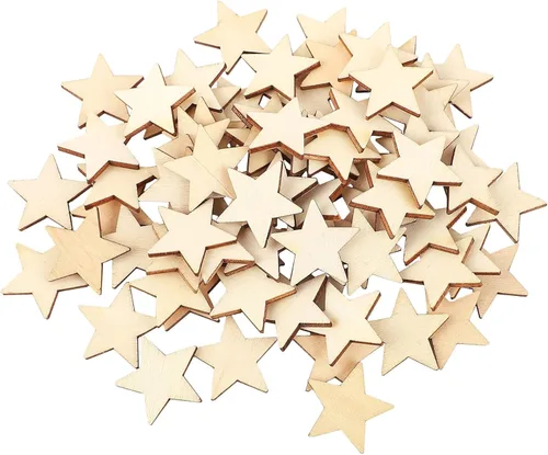Miniatura 11 de AUEAR, Piezas de madera con forma de estrellas recortadas para manualidades, manualidades, costura, decoración de bricolaje (1 pulgada, 200 unidades)