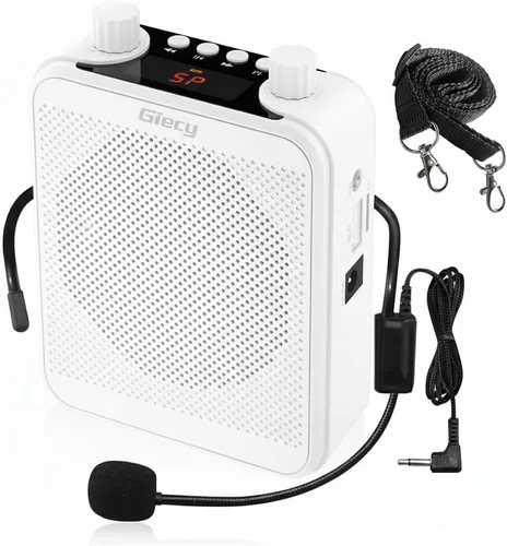 Miniatura 12 de Amplificador de voz portátil, Giecy 30W 2800mAh Bluetooth recargable amplificador de voz personal con auriculares con micrófono, altavoz de sistema