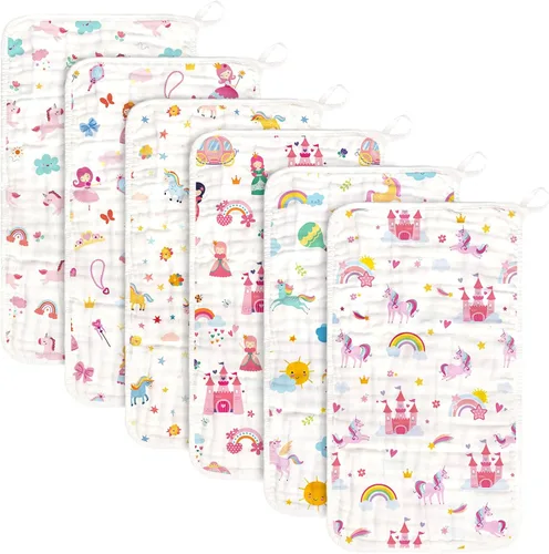 Miniatura 11 de decalsweet Paños de muselina para bebé, paquete de 6 paños de muselina para eructos, 100% algodón, grandes, 20 x 12 pulgadas, suaves, 6 capas